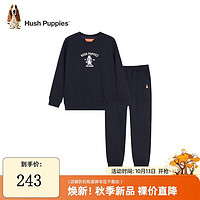 暇步士 童裝套裝男女童春秋季中大童卡通印花柔軟舒適時尚休閑套裝 藏藍 130cm