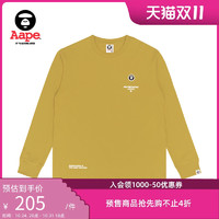 Aape 男裝秋冬猿顏刺繡小標字母印花簡約潮流長袖T恤0811XXH