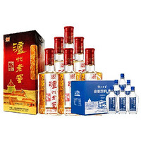 瀘州老窖 六年窖頭曲500ml*6整箱+會唱歌的小酒150ml*6禮盒白酒