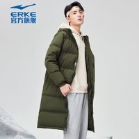 ERKE鸿星尔克羽绒服2023冬季男情侣款防风保暖耐磨长款羽绒服大衣外套