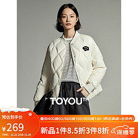 TOYOUTH 初語 羽絨服2023年冬季新款防風(fēng)保暖輕盈棒球外套 奶白色 S