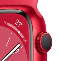 Apple 蘋果 Watch Series 8 GPS款 智能手表 45mm 紅色鋁金屬表殼 紅色運動型表帶（GPS、血氧、ECG）