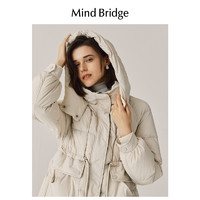 Mind Bridge MB MindBridge百家好冬季女士中長(zhǎng)款拼色羽絨服2023新款韓版外套