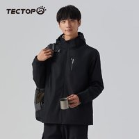 TECTOP 探拓 沖鋒衣男內(nèi)里加絨保暖透氣戶外服秋冬季休閑夾克沖鋒外套 男款黑色