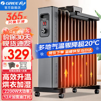 GREE 格力 整屋升溫防燙WIFI遙控13片電油汀取暖器 家用輕音節(jié)能省電速熱電暖氣片加濕電暖器 NDY22-X6022a