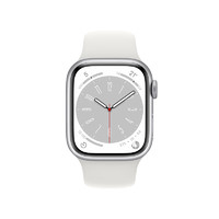 Apple 蘋果 Watch Series 8 GPS款 智能手表 41mm 銀色鋁金屬表殼 白色硅膠表帶（GPS、血氧、ECG）