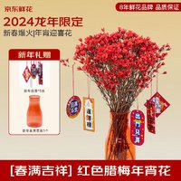 某東鮮花 紅色臘梅一扎（贈 花瓶+新年掛簽5張）