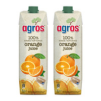 agros 萊果仕 進口100%橙汁 1L*2瓶