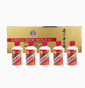 88VIP！MOUTAI 茅臺 貴州茅臺酒 醬香型白酒 禮盒送禮酒水 53度 50mL 5瓶