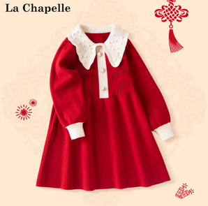 保暖舒適！La Chapelle 兒童新年針織連衣裙