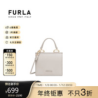 FURLA 芙拉 FUTURA系列小牛皮小號女士通勤手提小方包淺米色