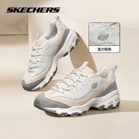 SKECHERS 斯凱奇 女鞋休閑鞋秋冬款熊貓鞋老爹鞋小白鞋耐磨厚底增高簡(jiǎn)耐磨增 灰白-WLGY 37