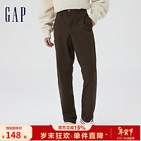 Gap 蓋璞 男裝秋季款商務(wù)彈力修身卡其褲長(zhǎng)褲464111通勤休閑運(yùn)動(dòng)褲子 深棕色 32/31