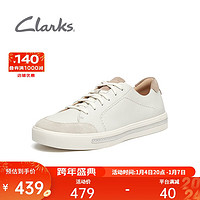 Clarks 其樂 女鞋優(yōu)躍莫伊系列小白鞋春單鞋休閑百搭復(fù)古板鞋平底 白色拼粉色 35.5