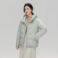 雪中飛 2023連帽立領(lǐng)時尚簡約雙重保暖大口袋女式短款羽絨服