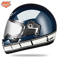 AMZ 摩托车复古头盔冬季男女通用玻璃钢机车全盔3c认证国标四季