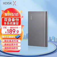 小盤(pán) USB3.0移動(dòng)硬盤(pán)1TB 雙盤(pán)備份 X系列2.5英寸 太空灰 高端金屬外觀 高速便攜