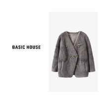 BASICHOUSE 百家好 Basic House/百家好純綿羊毛大衣外套女秋冬款軟糯時尚氣質保暖