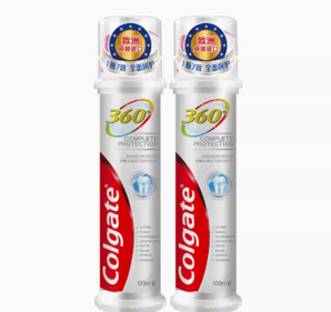 百億補(bǔ)貼！Colgate 高露潔 360直立式按壓牙膏100ml*2瓶 