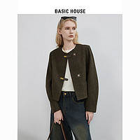 BASICHOUSE 百家好 Basic House/百家好羊毛人字紋呢外套老錢風(fēng)正肩上衣