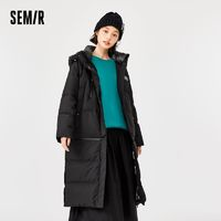 Semir 森馬 羽絨服女長(zhǎng)款連帽冬季新款保暖厚外套時(shí)尚機(jī)能風(fēng)