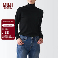 MUJI 無(wú)印良品 無(wú)印良品 MUJI 女式 天竺 可水洗高領(lǐng)毛衣 BAG05A1A 長(zhǎng)袖針織衫 黑色 M