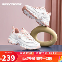 SKECHERS 斯凱奇 女鞋休閑鞋秋冬款熊貓鞋老爹鞋小白鞋耐磨厚底增高簡耐磨增 白粉-WPK