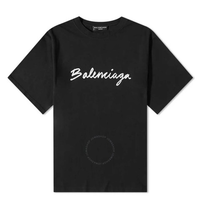 BALENCIAGA 巴黎世家 黑色纯棉logo印花T恤 612966 TMVB4 1070