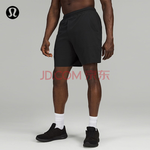 lululemon 露露樂檬Pace Breaker 男士運(yùn)動(dòng)短褲黑色內(nèi)襯款