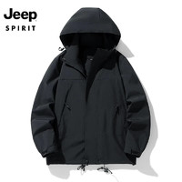 JEEP SPIRIT 吉普 戶外沖鋒夾克男防風(fēng)外套春秋新款登山服上衣男裝 黑色 M