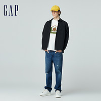 Gap 蓋璞 男裝2024春季新款純色簡約翻領(lǐng)長袖襯衫百搭通勤上衣892179