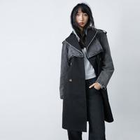 VERO MODA 時髦高街牛仔拼接設(shè)計收腰中長款風衣外套女