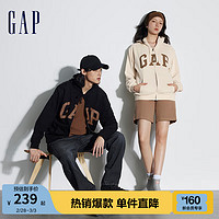 Gap 蓋璞 男女裝春季2024新款LOGO美式復(fù)古法式圈織軟衛(wèi)衣外套