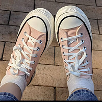 CONVERSE 匡威 正品1970S三星標(biāo)粉色純色百搭低幫休閑耐磨女款帆布鞋A03448c