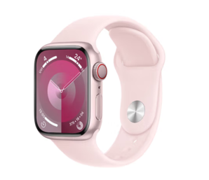 Apple 苹果 Watch Series 9 智能手表 GPS+蜂窝网络款 41mm 粉色铝金属表壳 粉色橡胶表带 S/M