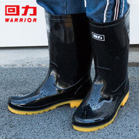 WARRIOR 回力 雨鞋男士款时尚雨靴户外防水不易滑耐磨HL807中筒黑色