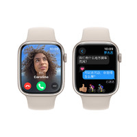 Apple 苹果 Watch Series 9 智能手表 GPS款 45mm 星光色 橡胶表带 S/M