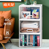 Citylong 禧天龍 BLOCK系列 收納柜(抽屜式、40L*2個(gè)、高透明白、橢圓拉手)
