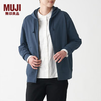 MUJI 無印良品 無印良品（MUJI）男女通用 緊密織 毛圈棉 拉鏈連帽衫 男式女式無性別 ABI05A1A 煙熏藍(lán)色 S-M