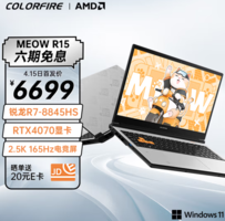 10点！COLORFIRE MEOW R15 2024款 15.6英寸游戏本 （R7-8845HS、16GB、512GB、RTX 4070 8G）
