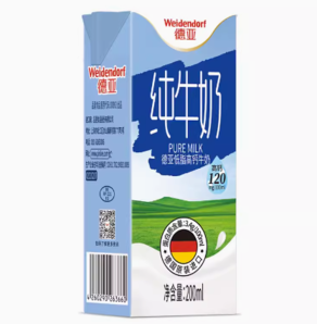 百億補貼！Weidendorf 德亞 全脂純牛奶200ml 30盒