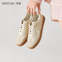 WESTLINK 西遇 復(fù)古德訓(xùn)鞋女 春季百搭米色