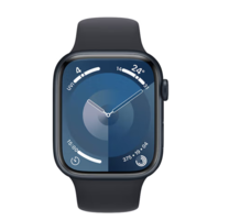 Apple 苹果 Watch Series 9 智能手表 GPS款 45mm 午夜色 橡胶表带 M/L