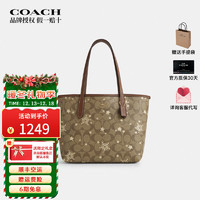 COACH 蔻馳 女包托特包CITY系列蝴蝶結(jié)印花單肩手提包小號 CN682 IMWD9