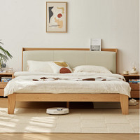 京东京造 实木床 FAS级橡木|软包床头|大板厚材 主卧双人床1.5×2米BW06