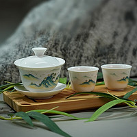 bamatea 八馬茶業(yè) 茶具 陶瓷茶具套組 蓋碗+茶杯 一碗二杯組合 只此青山