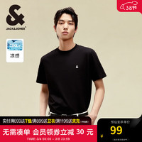 杰克瓊斯 杰克·瓊斯（JACK&JONES）男裝T恤男春夏無憂搭舒適男士短袖清涼多色上衣純色水洗不易走形 黑色