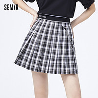 Semir 森馬 半身裙女字母松緊腰打底褲短裙夏季寬松百褶裙甜酷