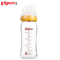 Pigeon 贝亲 宽口径玻璃奶瓶  240ml黄色M奶嘴（3-6月）