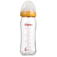 Pigeon 贝亲 宽口径玻璃奶瓶  黄色L号奶嘴（6个月以上） 240ml